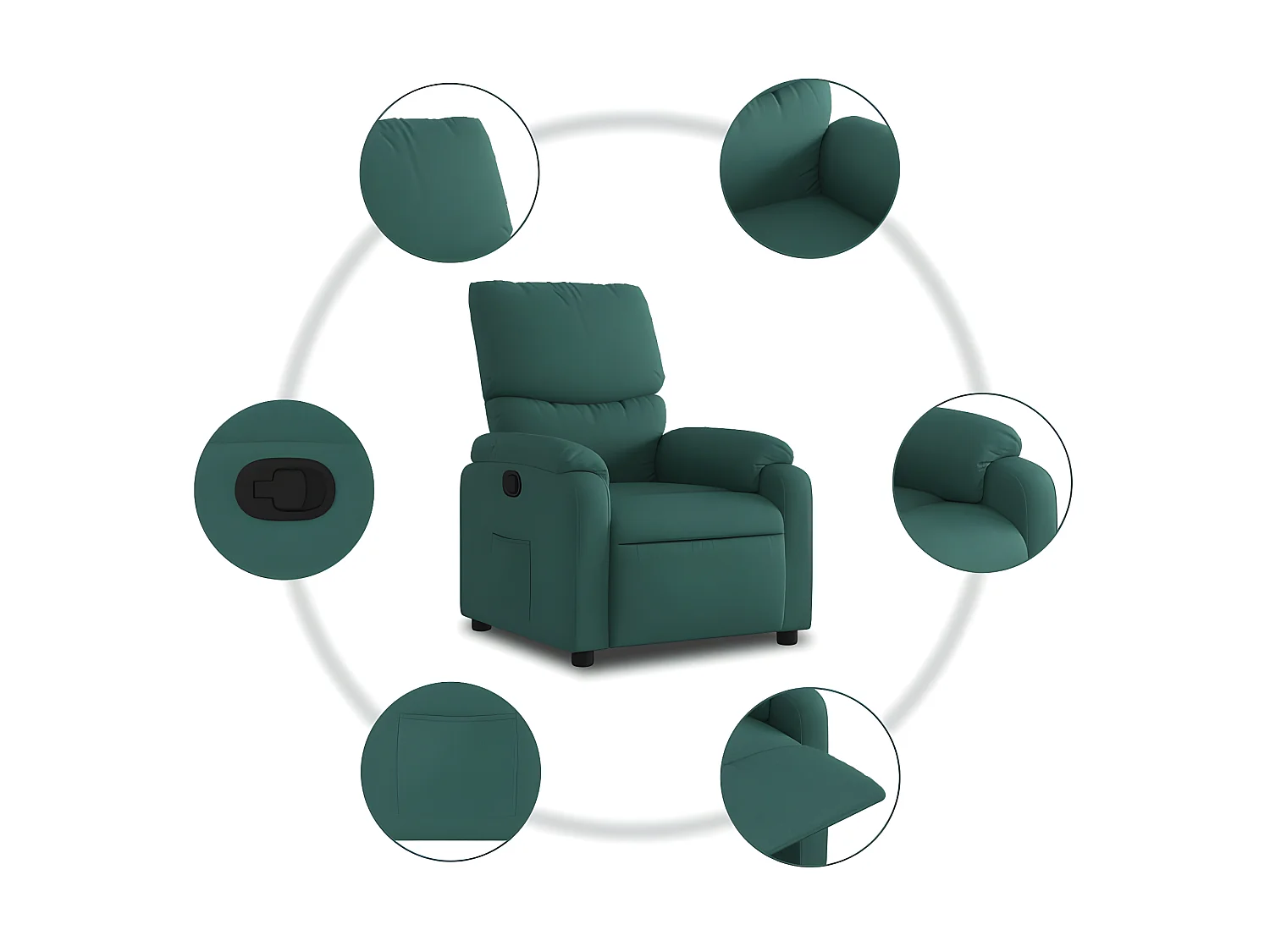 Fauteuil inclinable Vert foncé Tissu