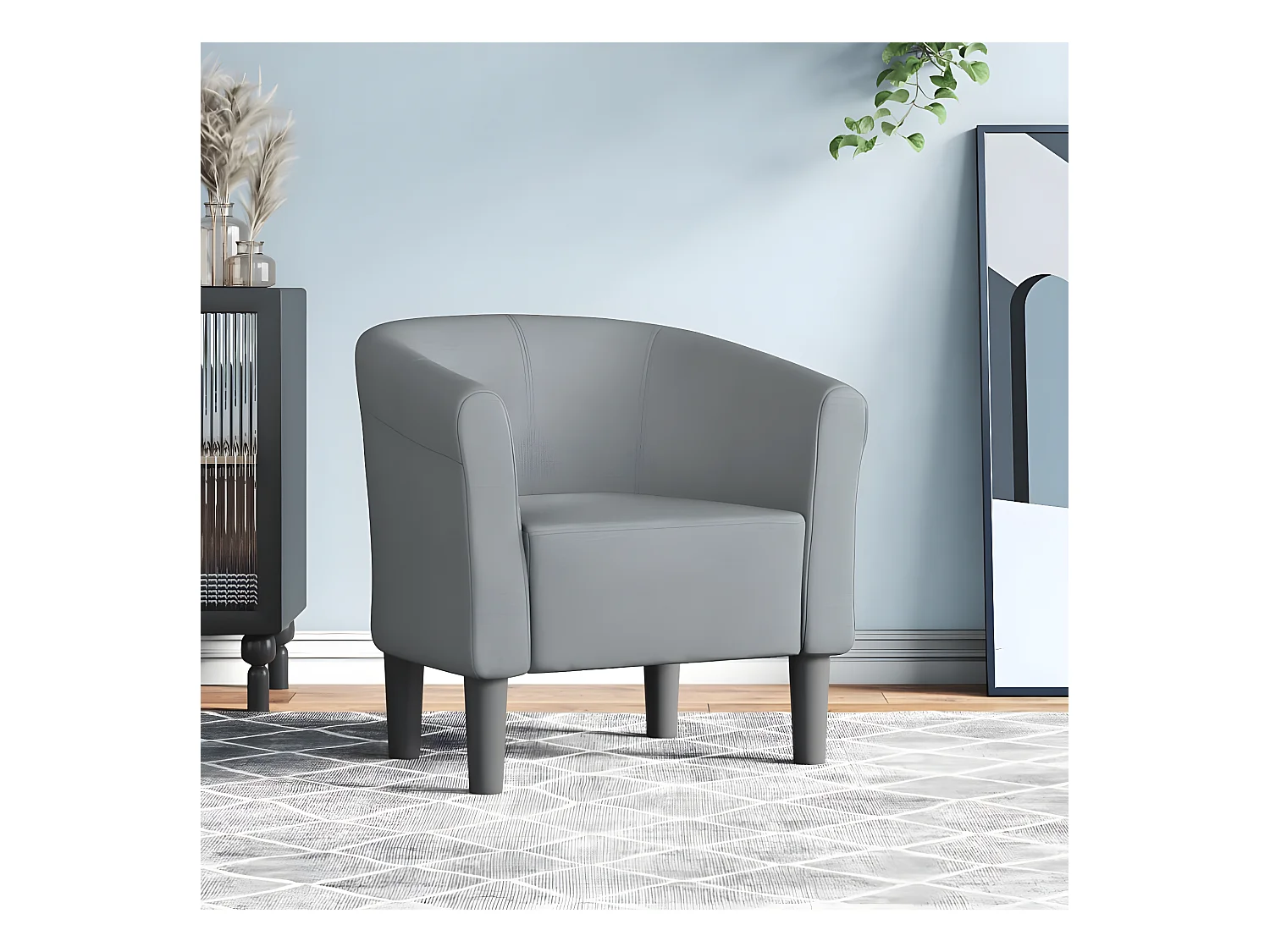 Fauteuil cabriolet gris clair tissu