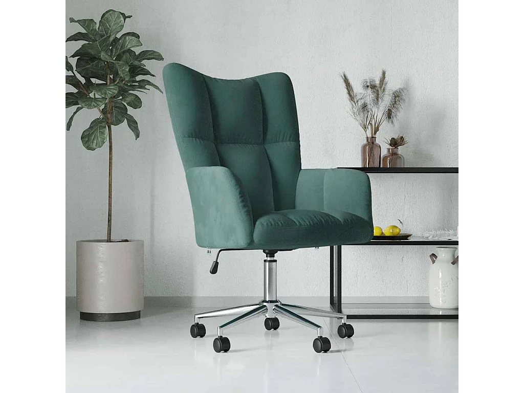 Chaise de relaxation Vert foncé Velours