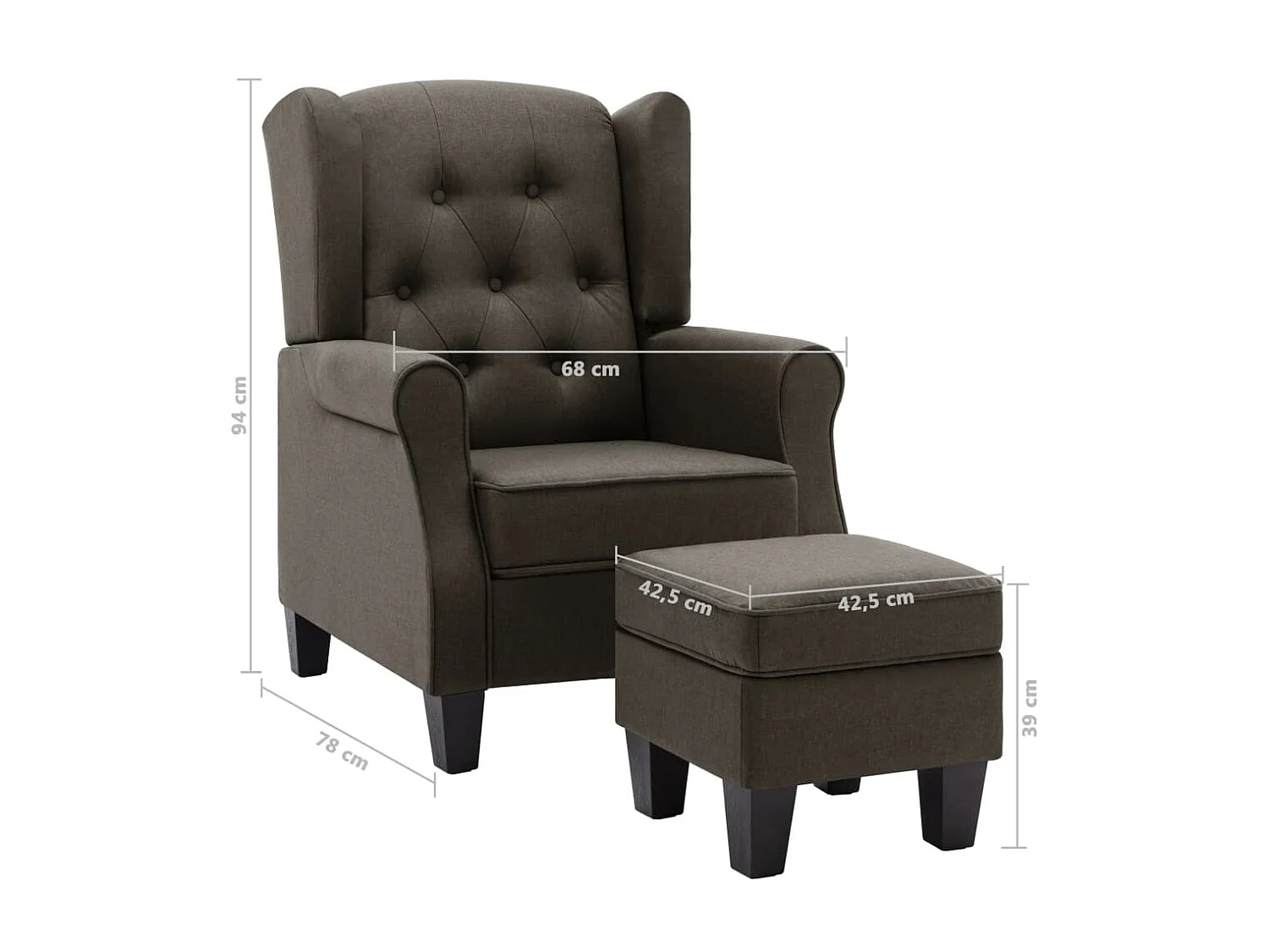 Fauteuil avec repose-pied Taupe Tissu
