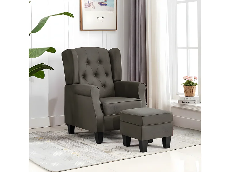 Fauteuil met voetensteun Taupe Stof