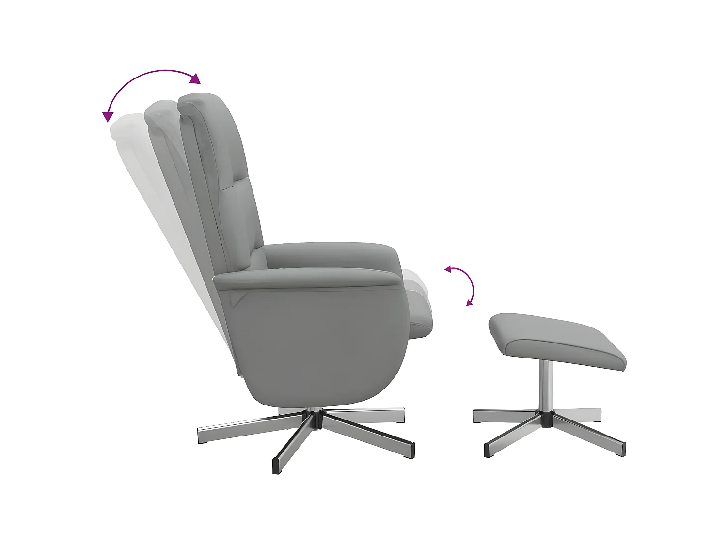 Fauteuil inclinable avec repose-pied gris clair tissu