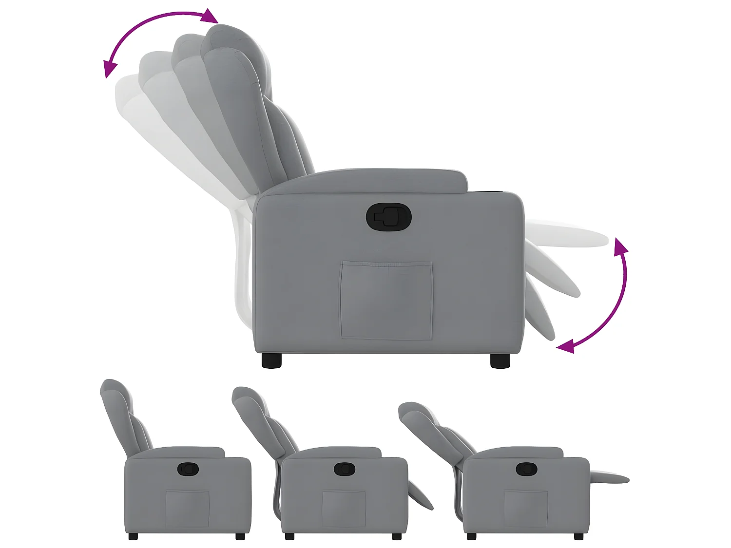 Poltrona reclinabile in tessuto grigio chiaro