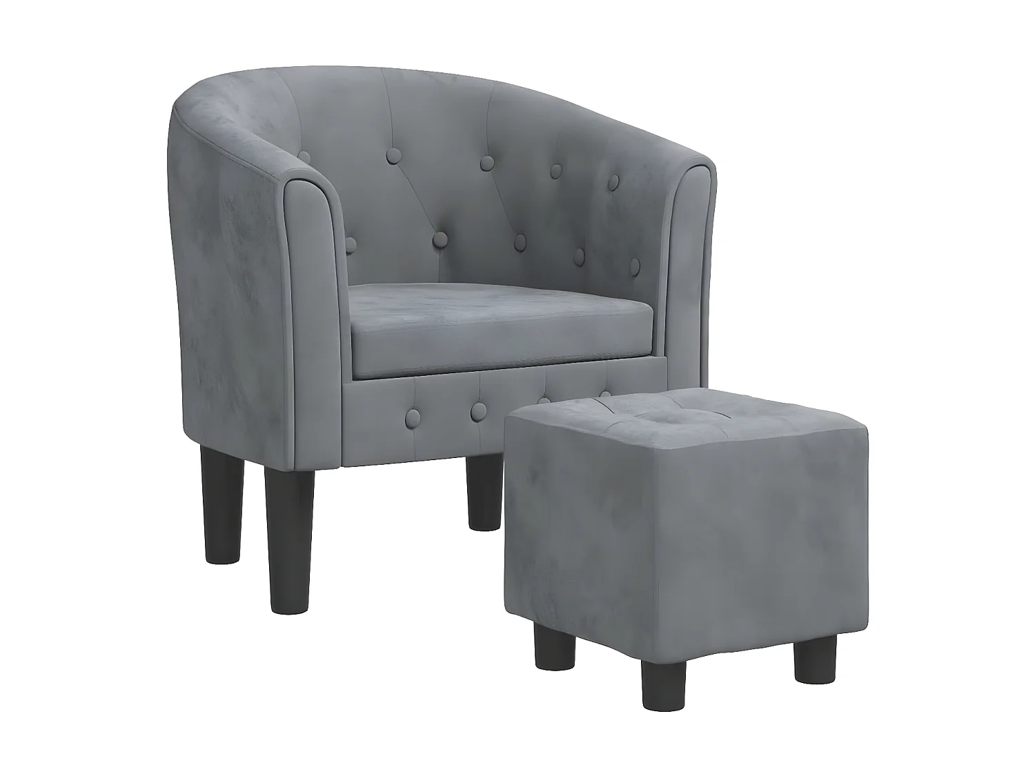 Fauteuil cabriolet avec repose-pied gris foncé velours