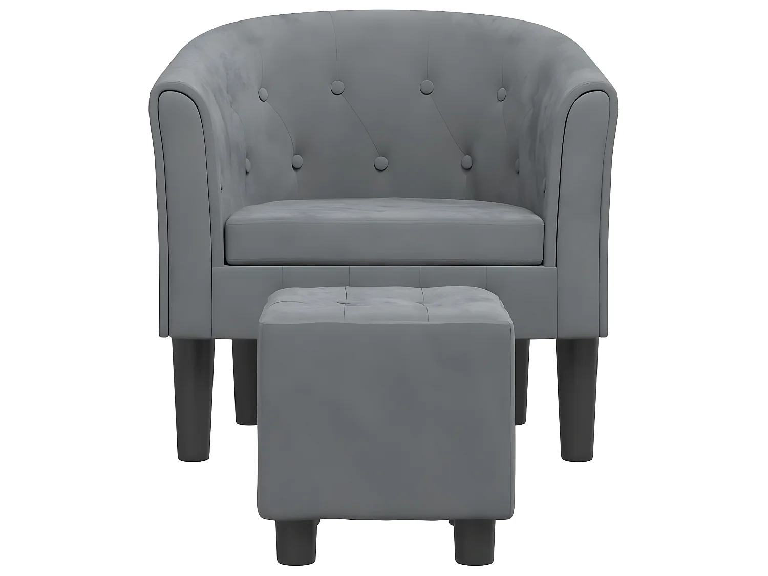 Fauteuil cabriolet avec repose-pied gris foncé velours