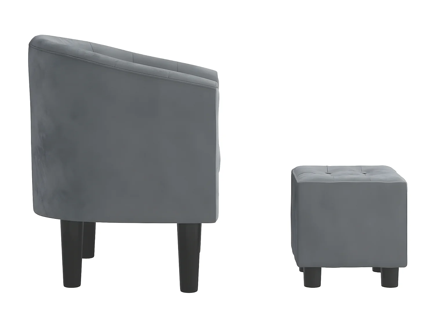 Fauteuil cabriolet avec repose-pied gris foncé velours