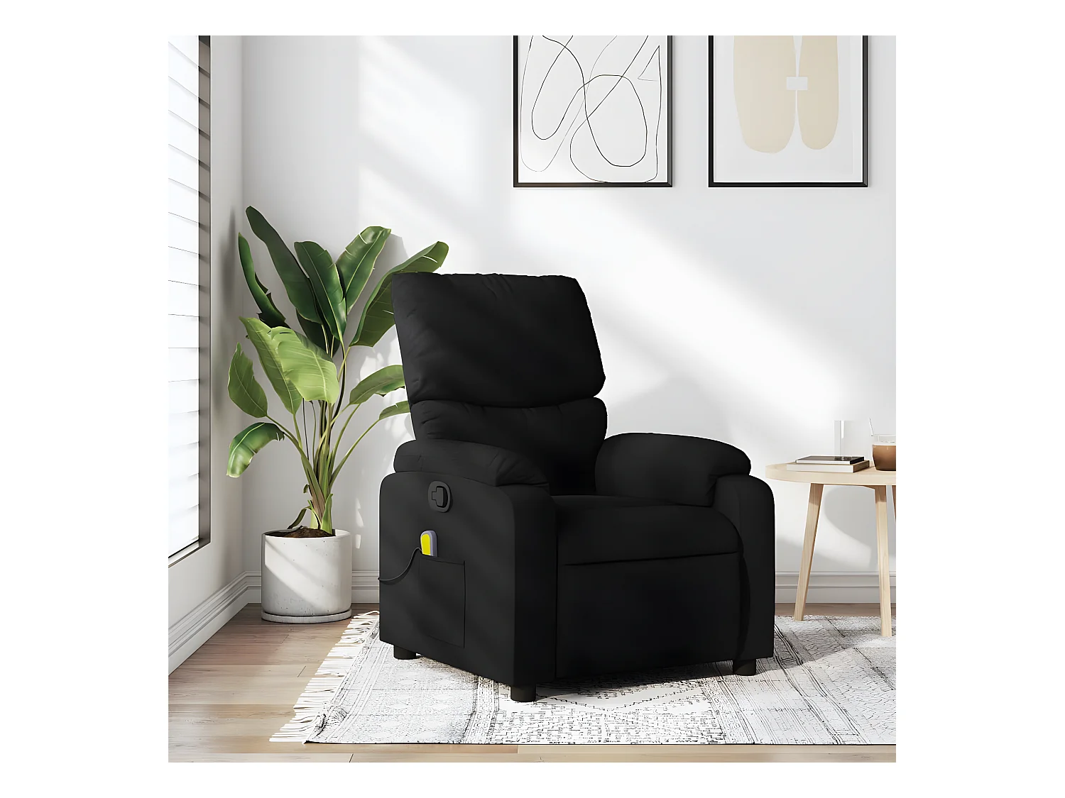 Fauteuil de massage inclinable Noir Tissu