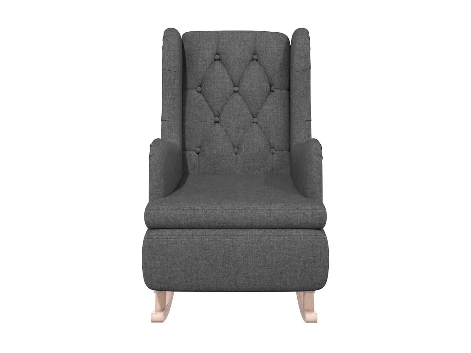 Fauteuil met schommelpoten in rubberhout Donkergrijze stof