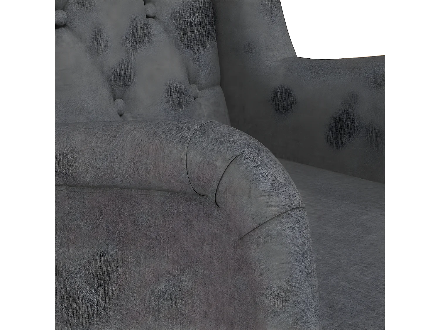 Fauteuil met schommelpoten in rubberhout Donkergrijze stof