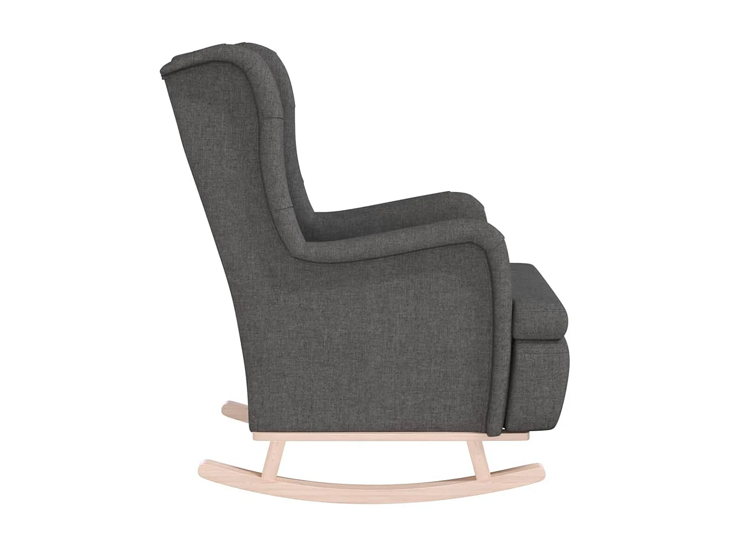 Fauteuil met schommelpoten in rubberhout Donkergrijze stof