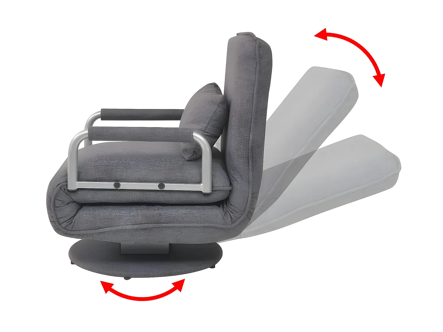 Fauteuil pivotant et canapé-lit Gris foncé Tissu