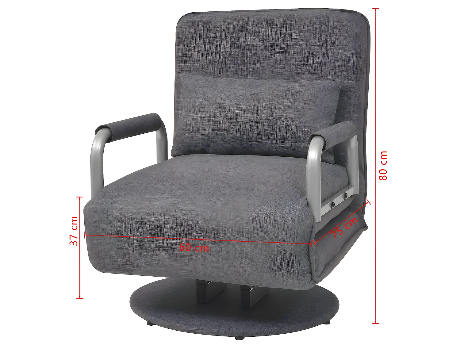 Fauteuil pivotant et canapé-lit Gris foncé Tissu
