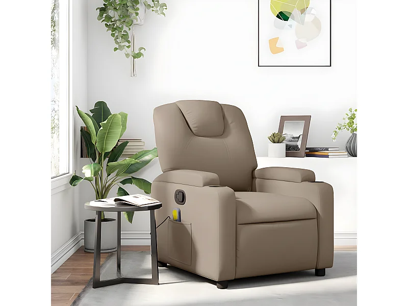 Sillón de masaje reclinable Cappuccino Polipiel