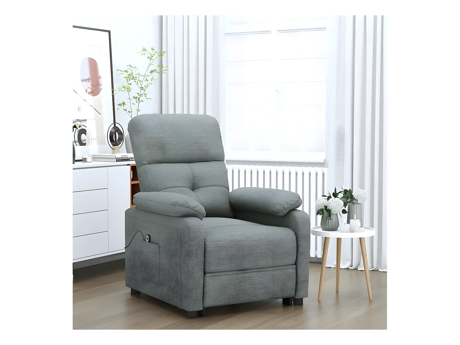 Poltrona Power in tessuto grigio scuro
