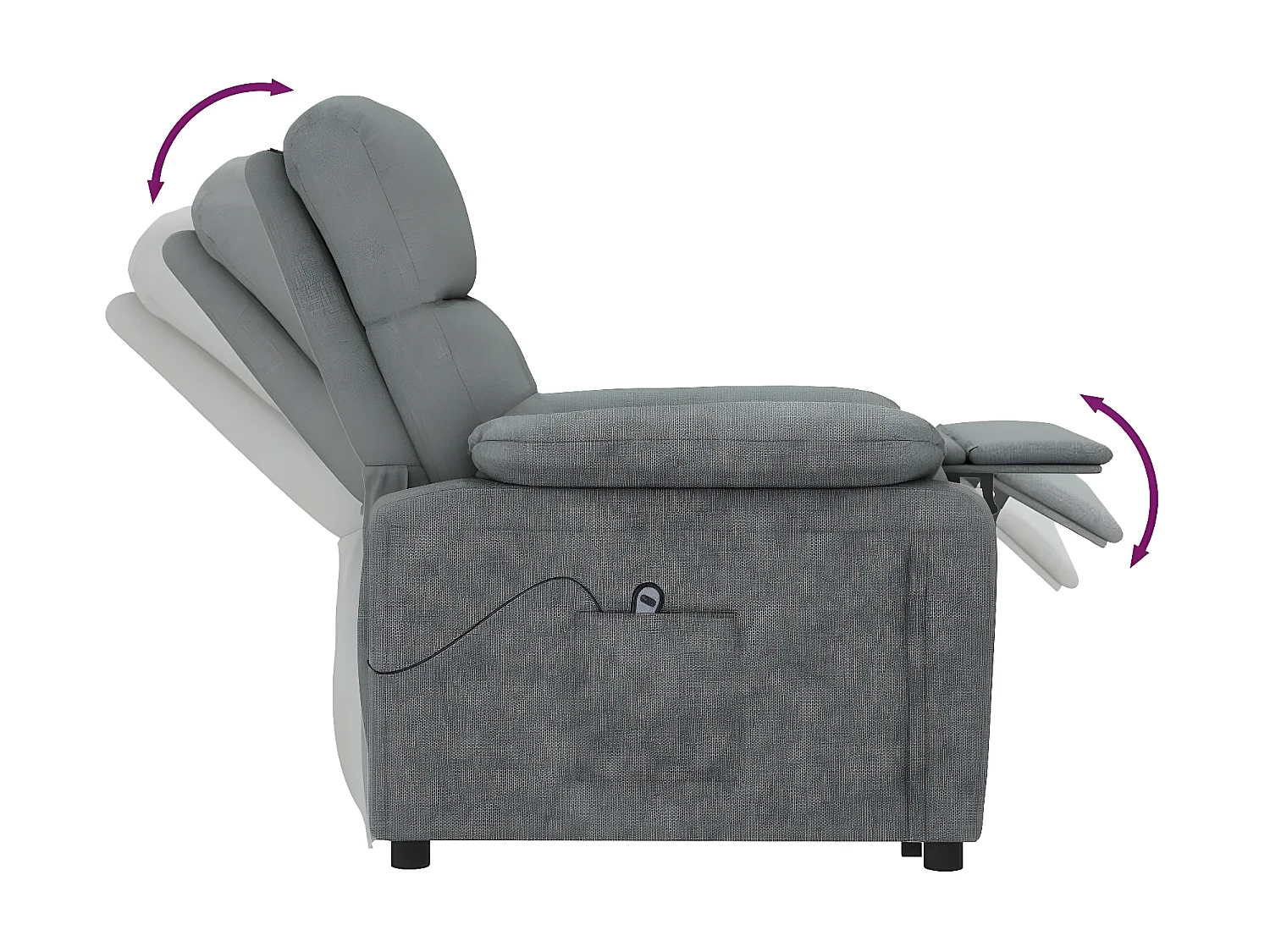 Sillón reclinable eléctrico de tela gris oscuro