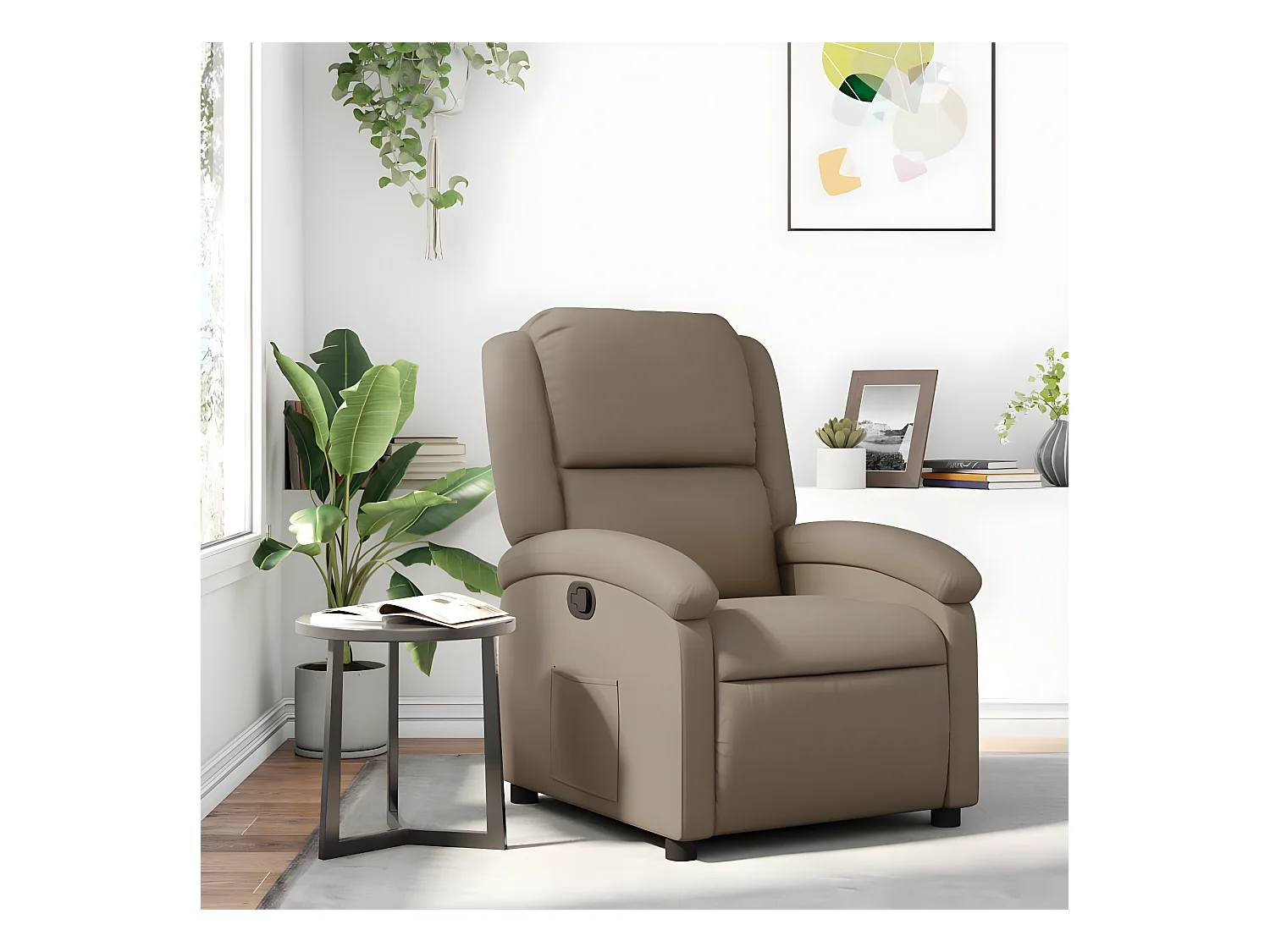 Sillón reclinable de piel sintética Cappuccino