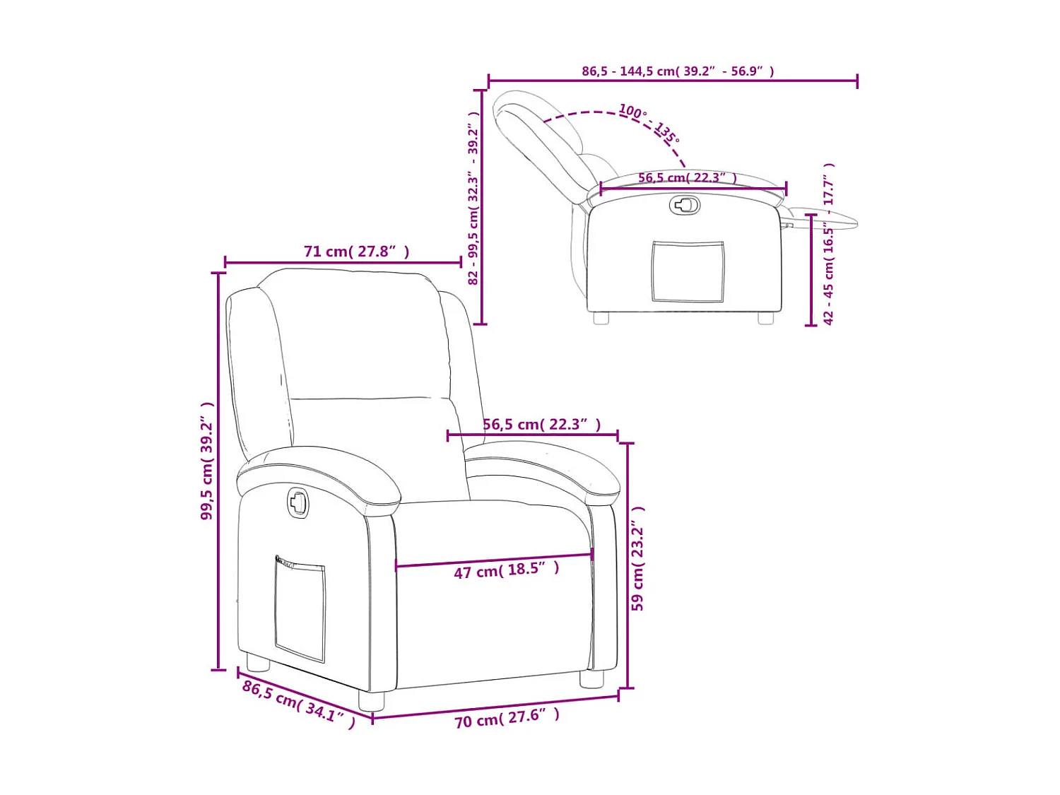 Fauteuil inclinable Cappuccino Similicuir