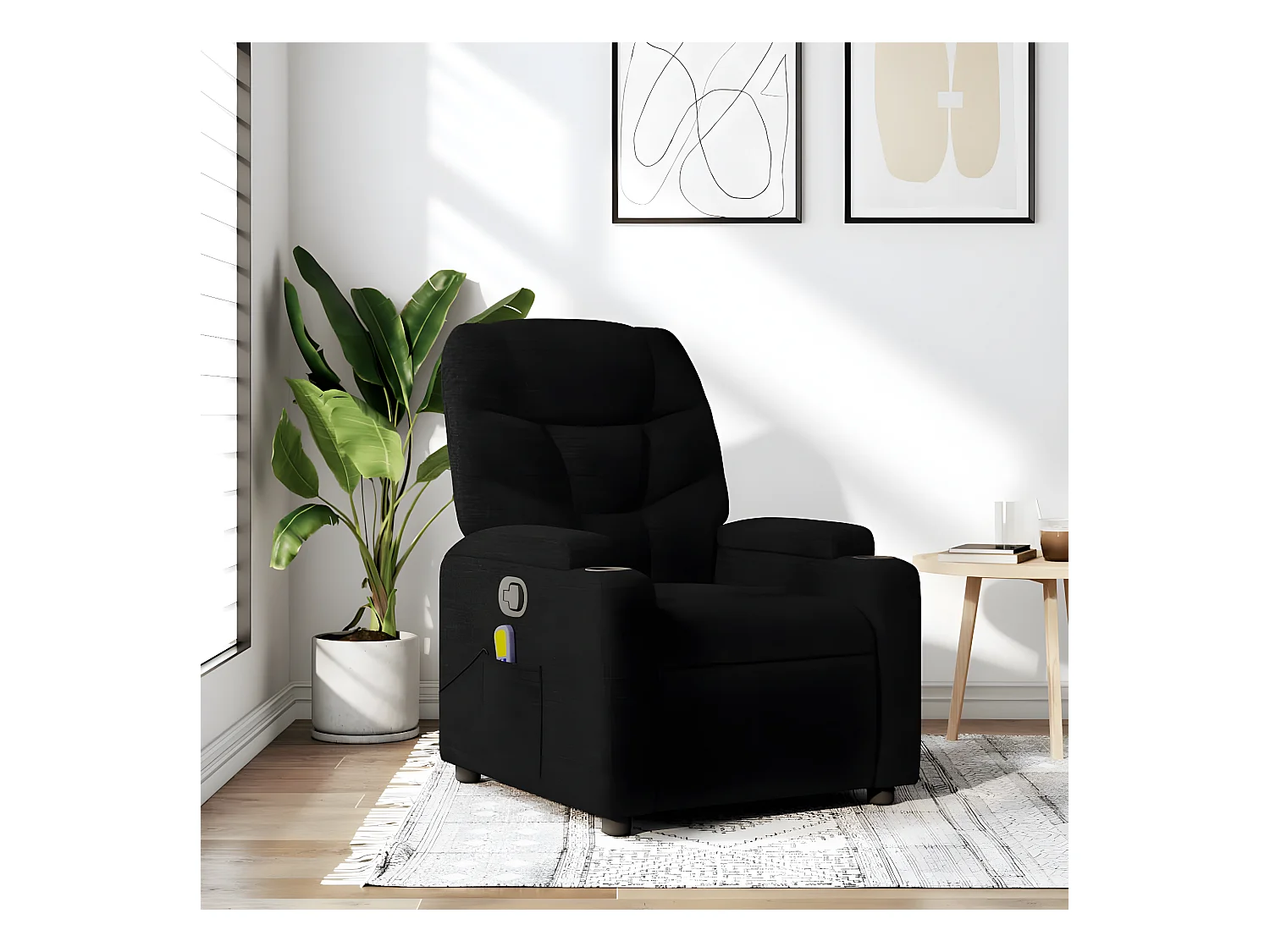 Fauteuil de massage inclinable Noir Tissu