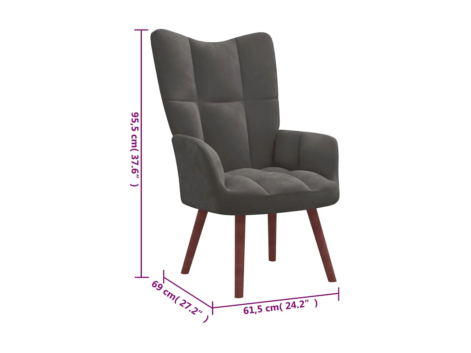 Chaise de relaxation Gris foncé Velours