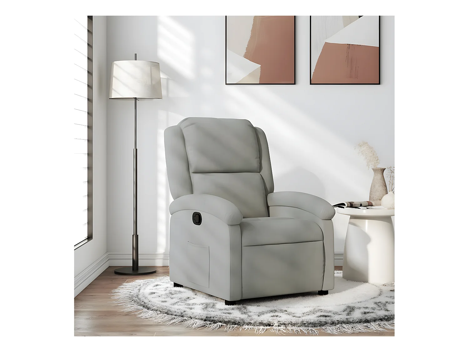 Fauteuil inclinable gris clair velours