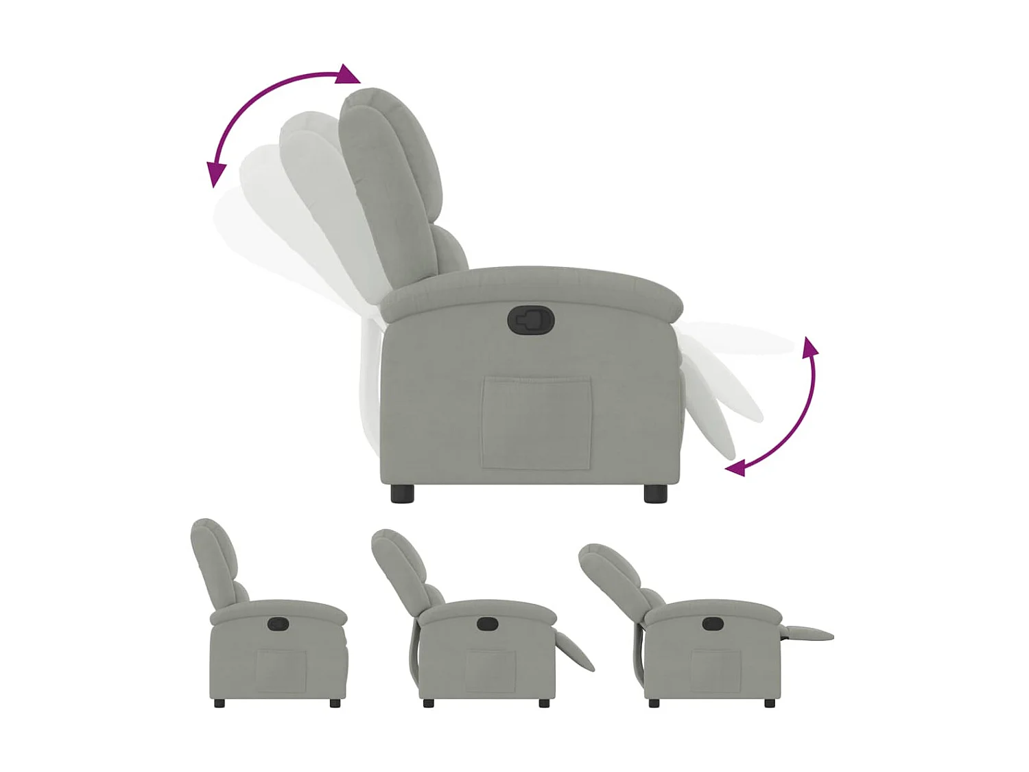Fauteuil inclinable gris clair velours