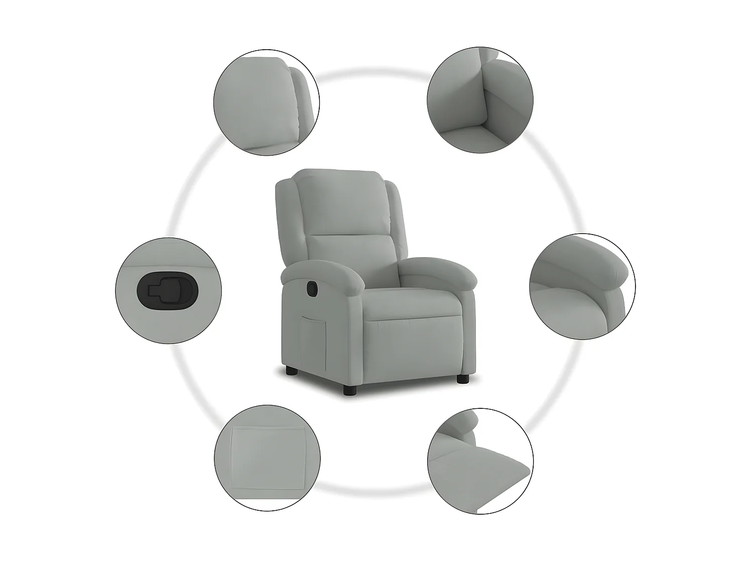 Fauteuil inclinable gris clair velours
