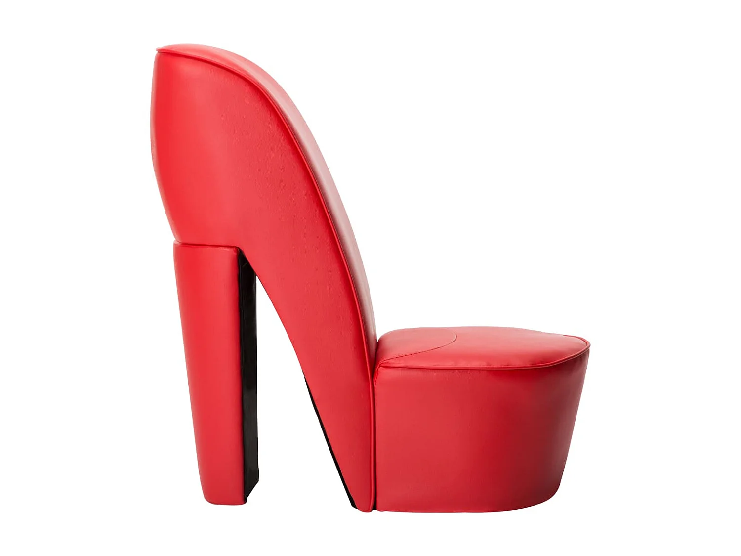 Cadeira para sapatos de salto alto em couro sintético vermelho