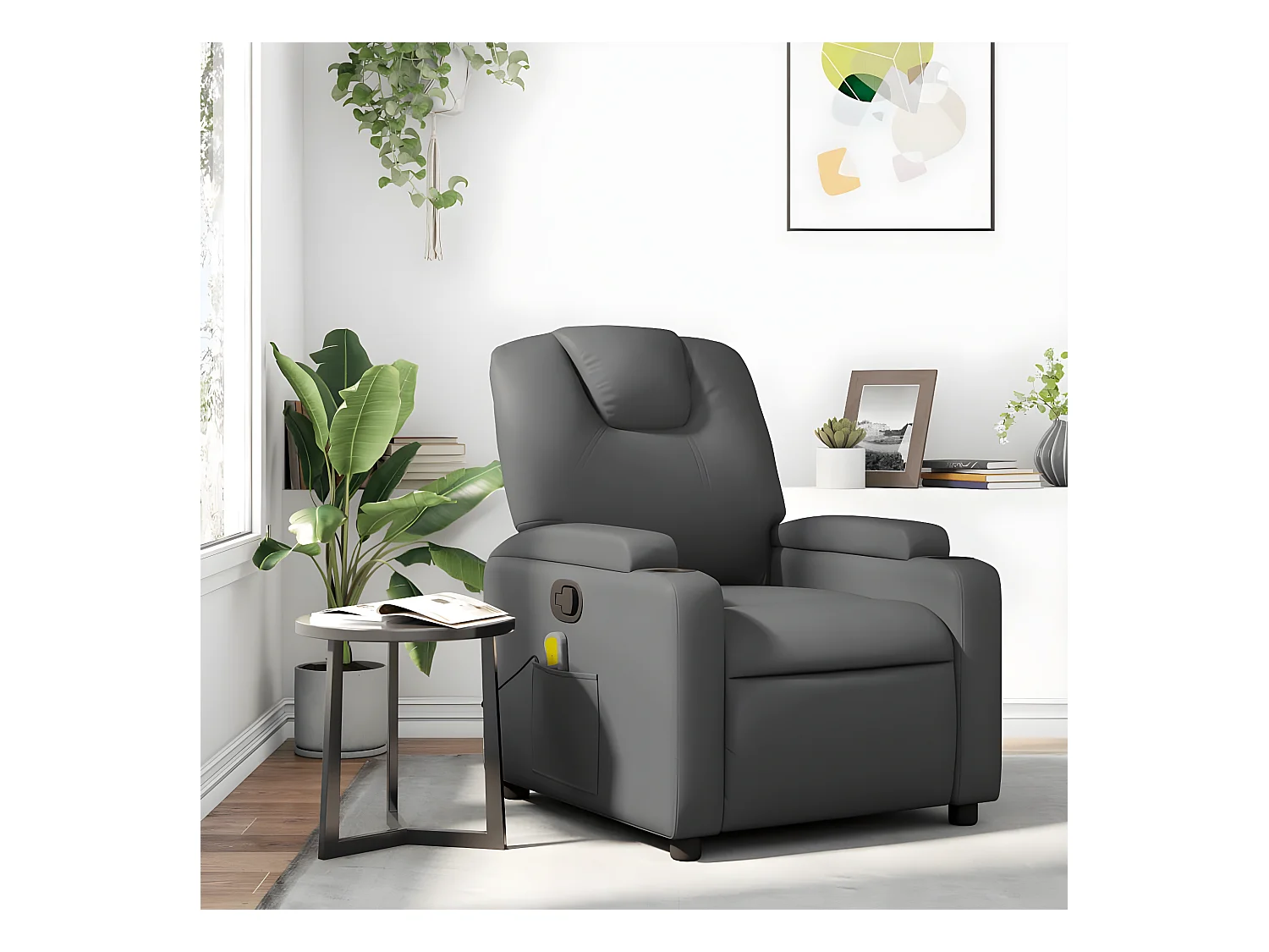 Fauteuil de massage inclinable Gris Similicuir