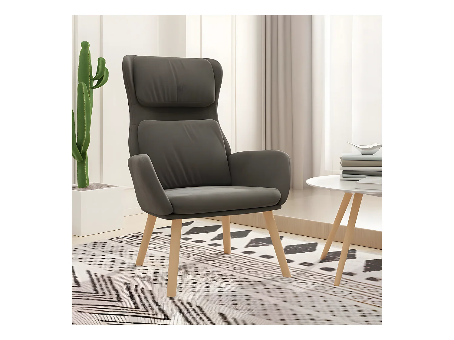 Chaise de relaxation Gris foncé Velours
