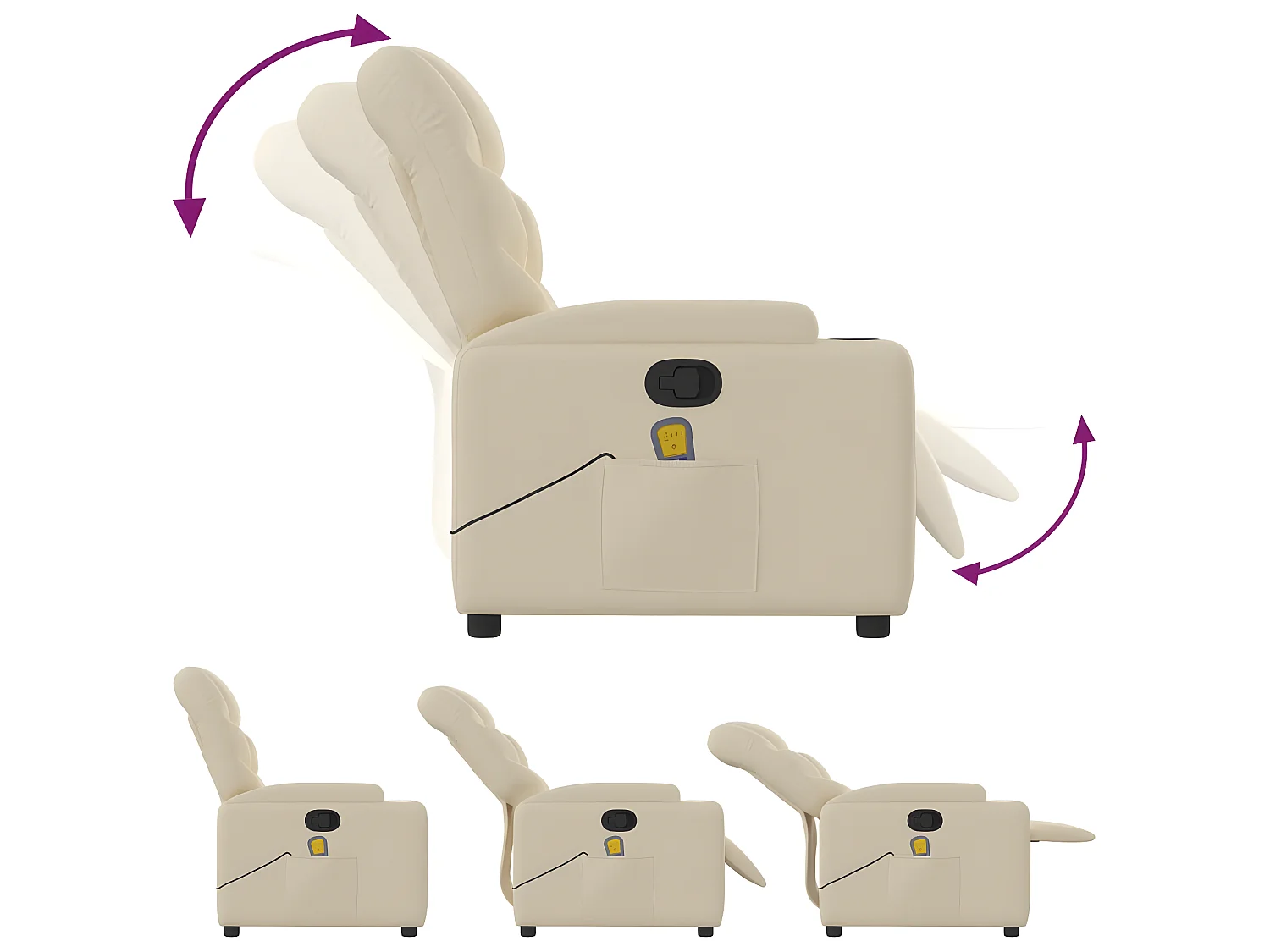 Sillón de masaje reclinable de tela color crema