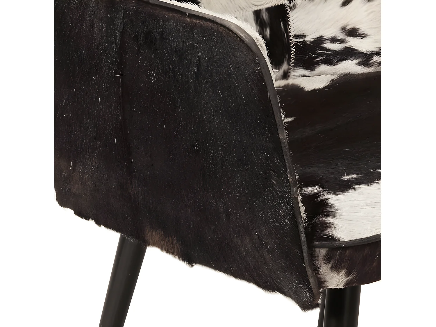 Chaise à oreilles avec repose-pied Noir Cuir véritable