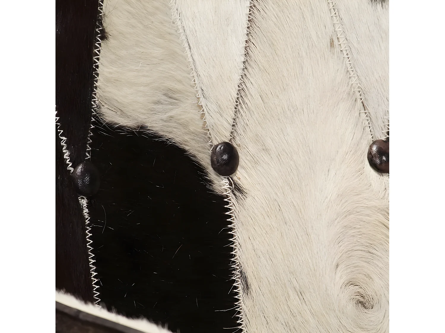 Chaise à oreilles avec repose-pied Noir Cuir véritable