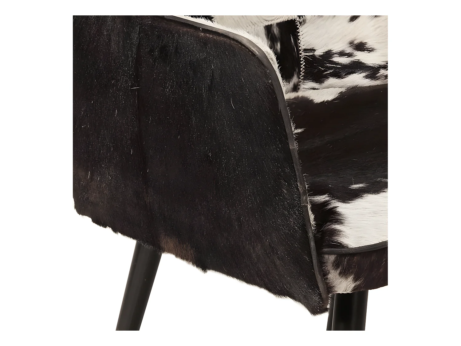 Vleugelfauteuil met voetsteun Zwart Echt leer