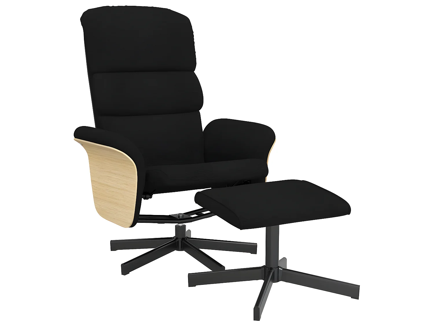 Fauteuil inclinable avec repose-pied noir tissu