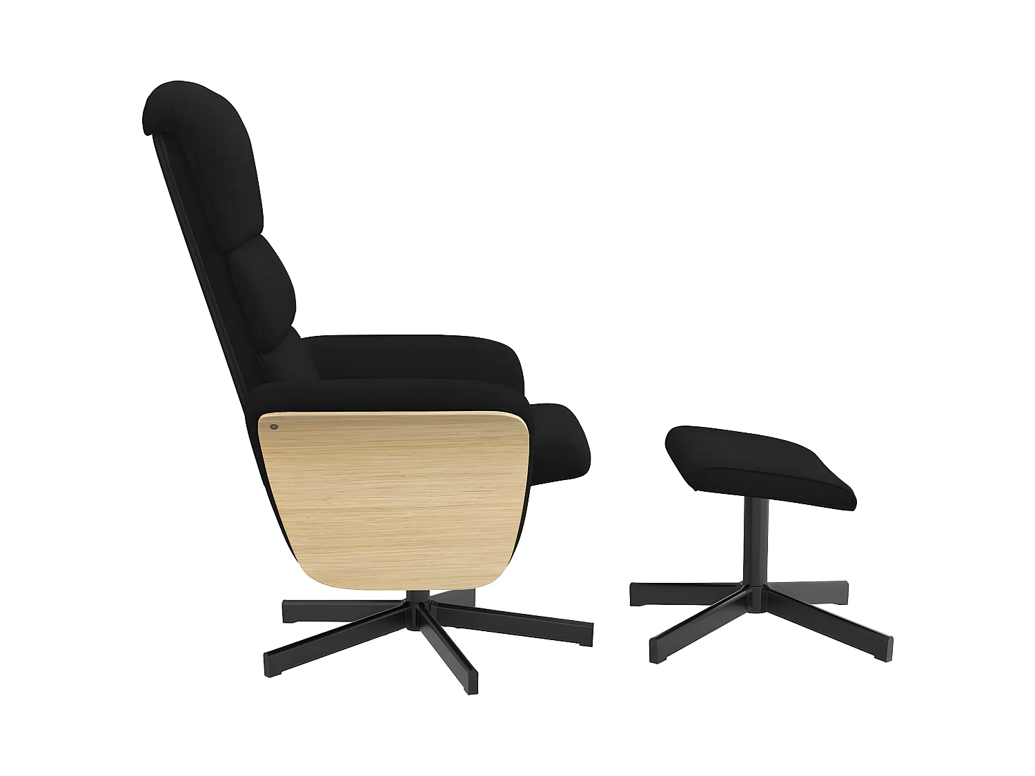 Fauteuil inclinable avec repose-pied noir tissu