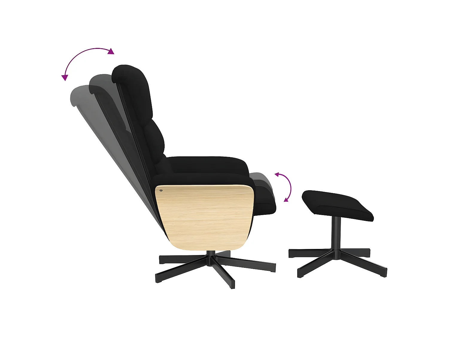Fauteuil inclinable avec repose-pied noir tissu