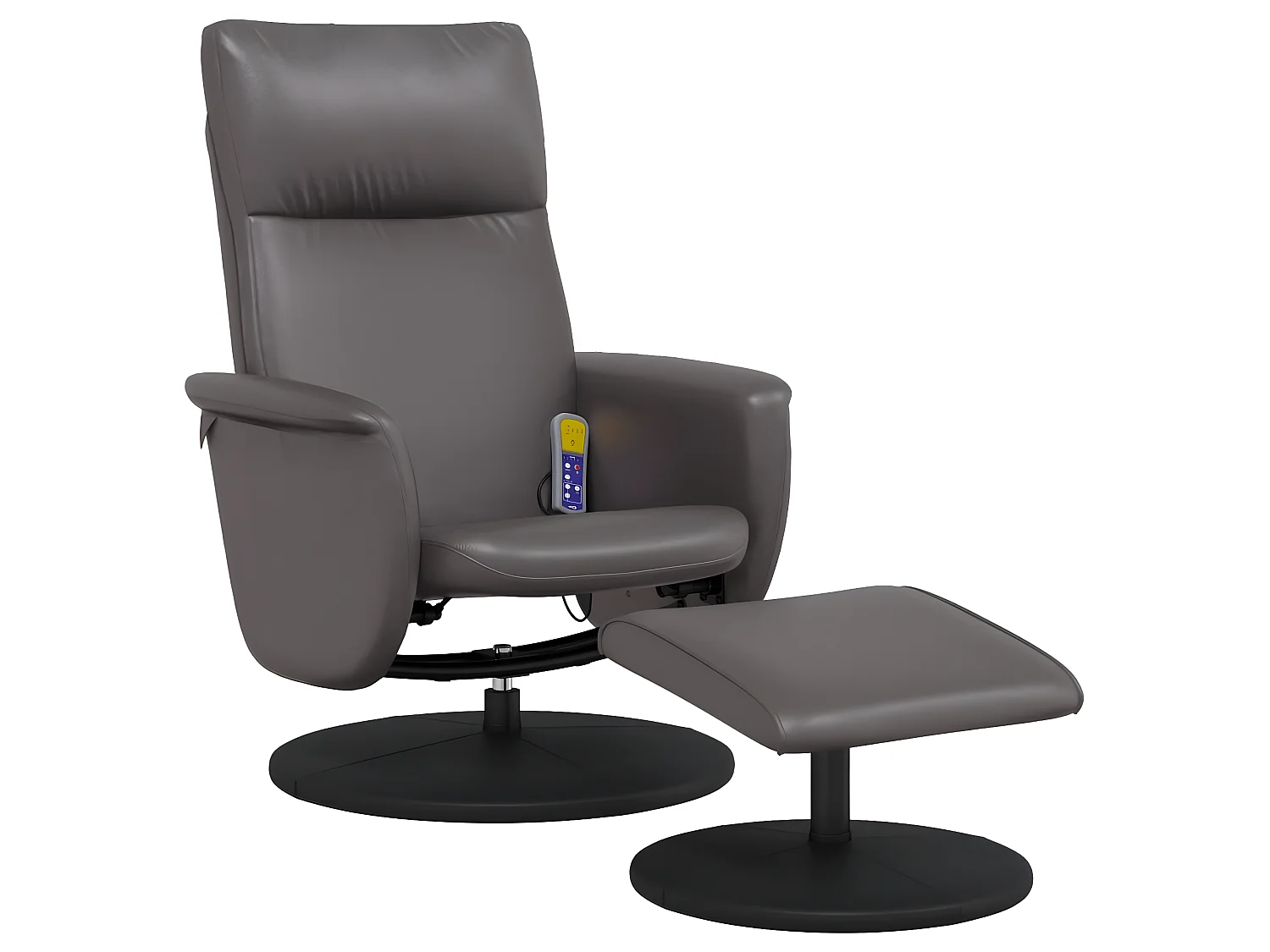 Fauteuil inclinable de massage avec repose-pied gris similicuir
