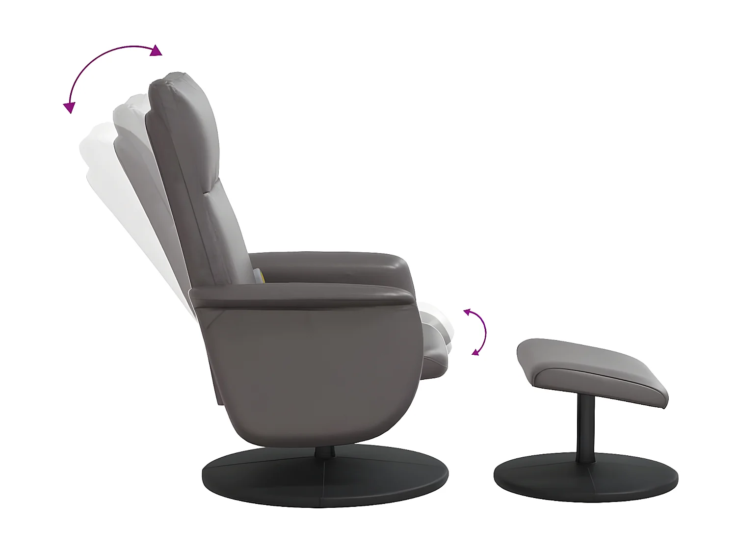 Fauteuil inclinable de massage avec repose-pied gris similicuir