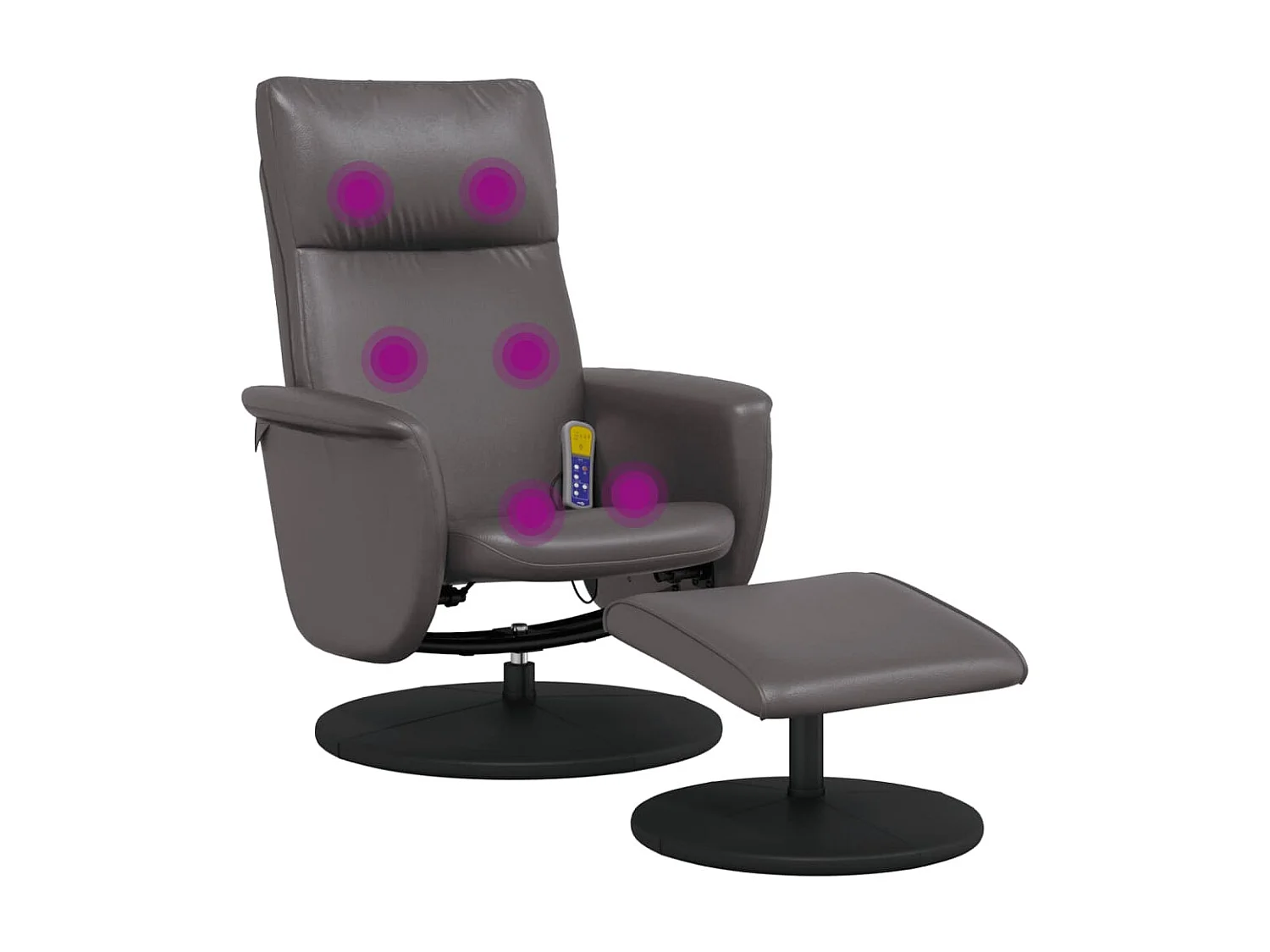 Fauteuil inclinable de massage avec repose-pied gris similicuir