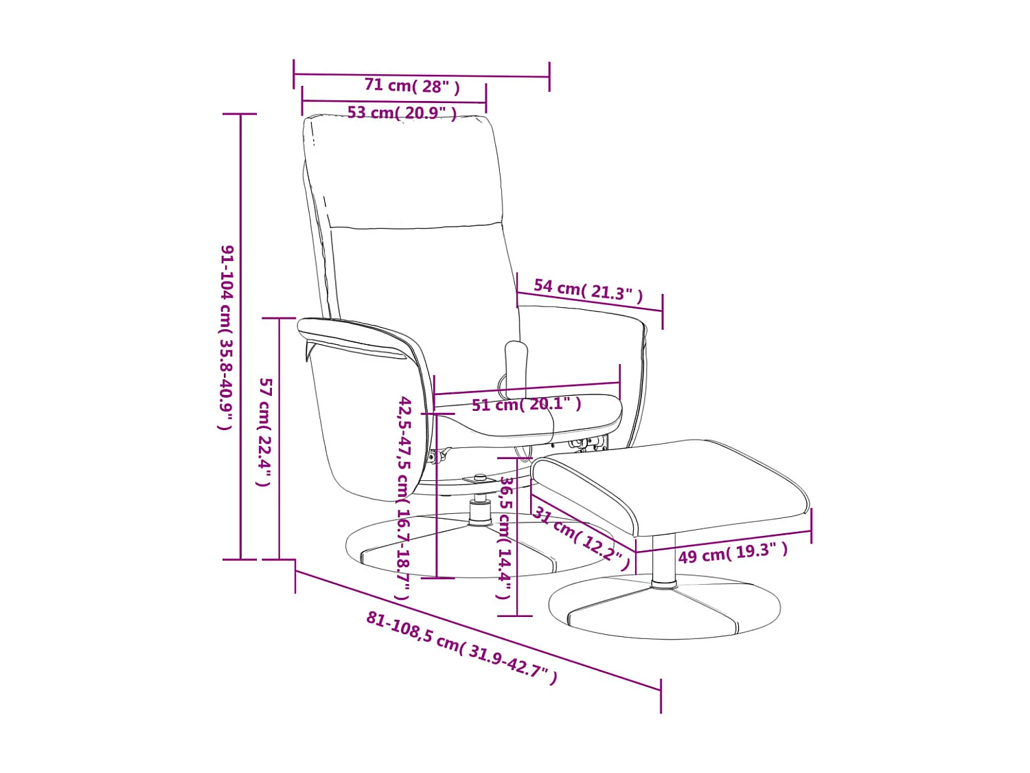 Fauteuil inclinable de massage avec repose-pied gris similicuir