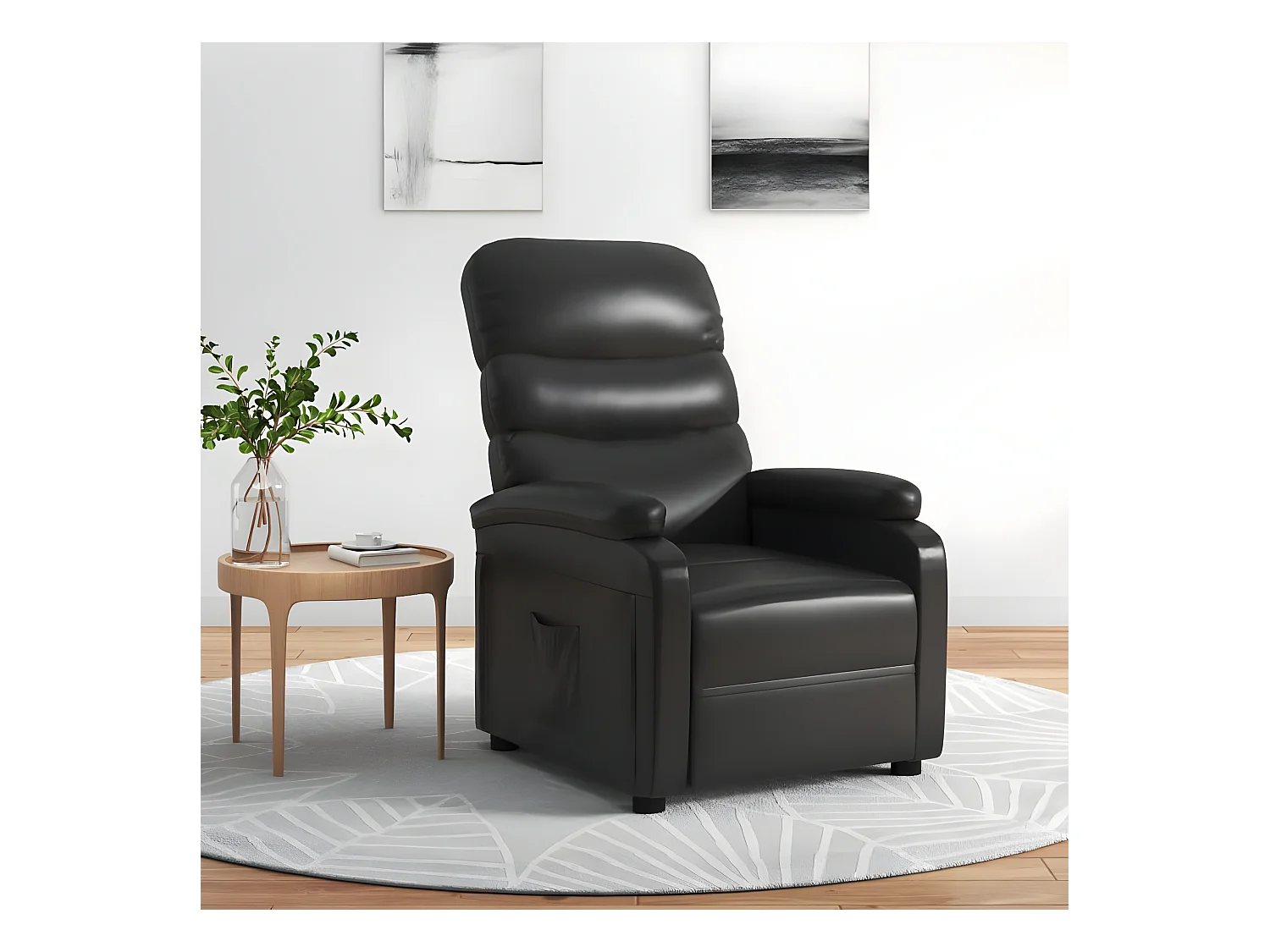 Silla reclinable de piel sintética negra