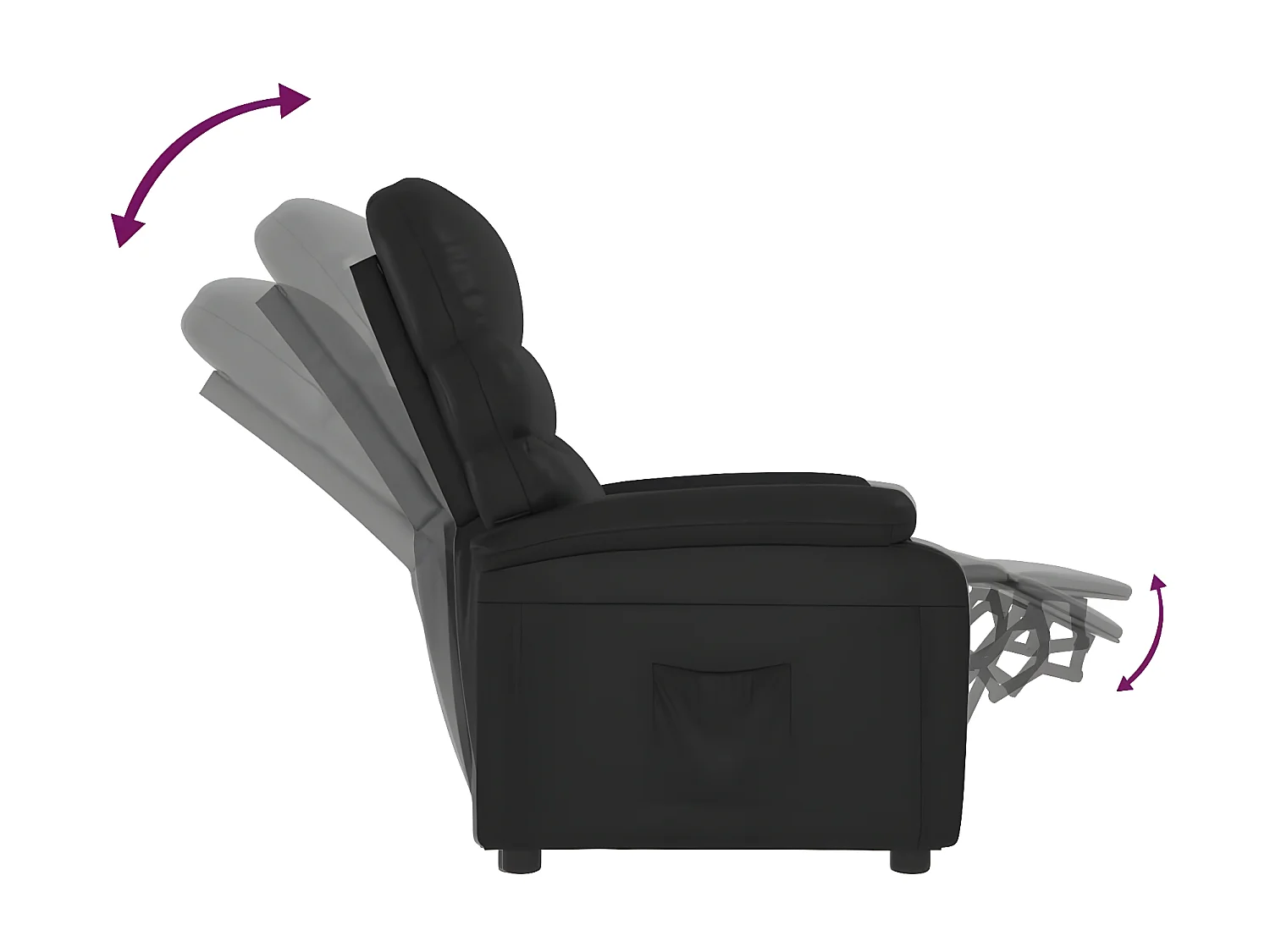 Silla reclinable de piel sintética negra