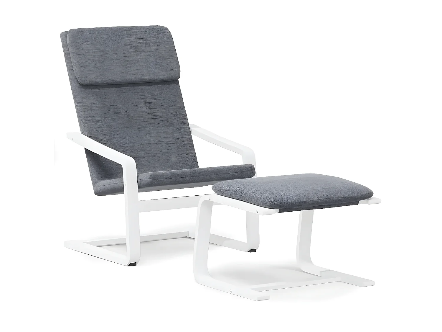Chaise de relaxation avec repose-pied Gris foncé Tissu