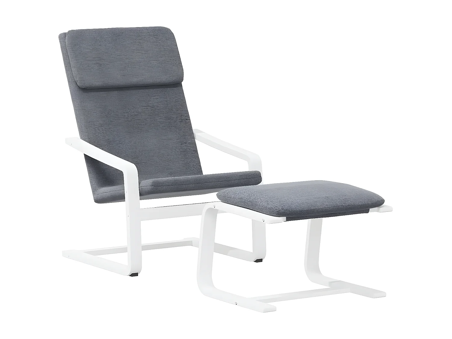 Chaise de relaxation avec repose-pied Gris foncé Tissu