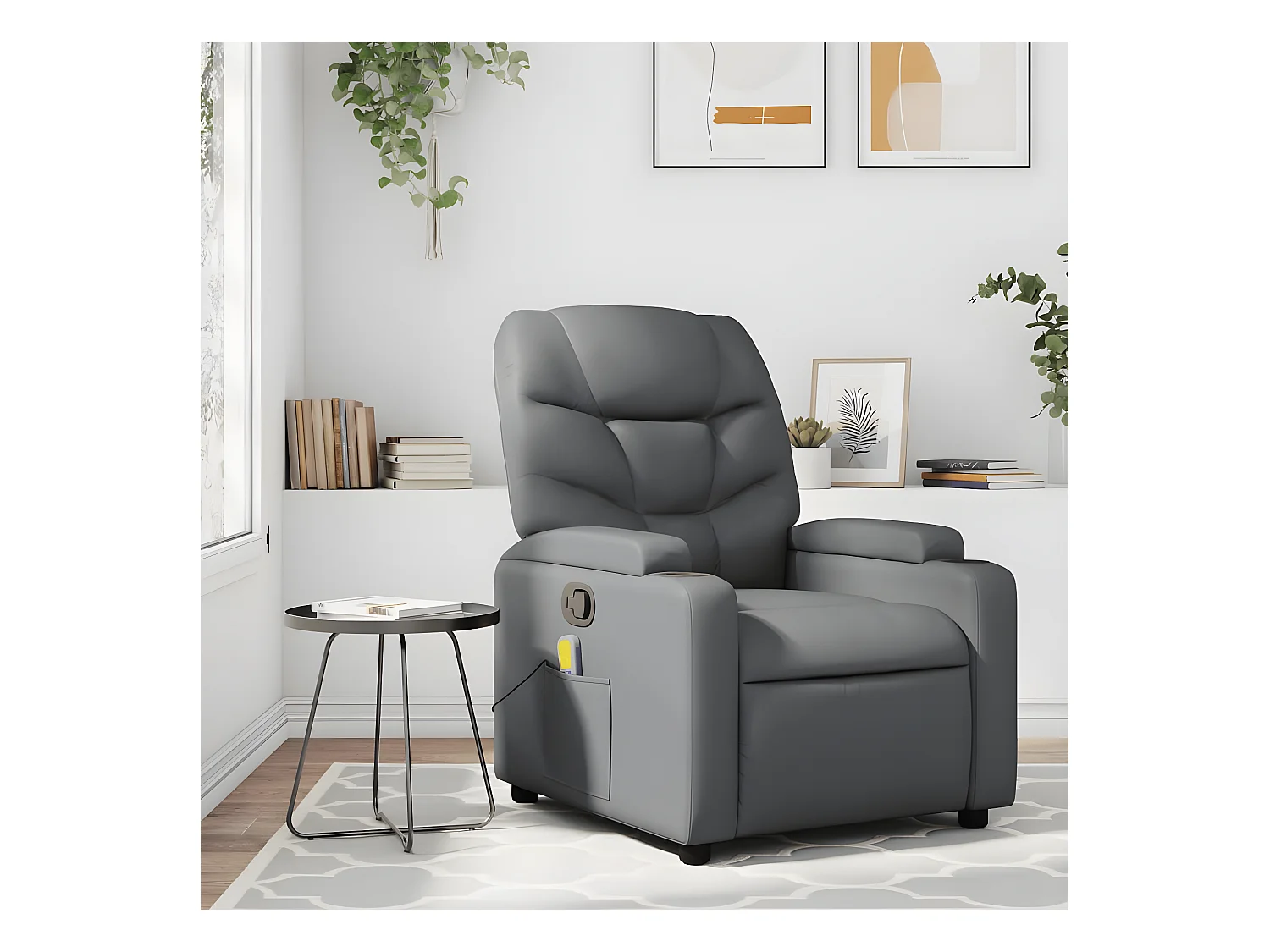 Fauteuil de massage inclinable Gris Similicuir