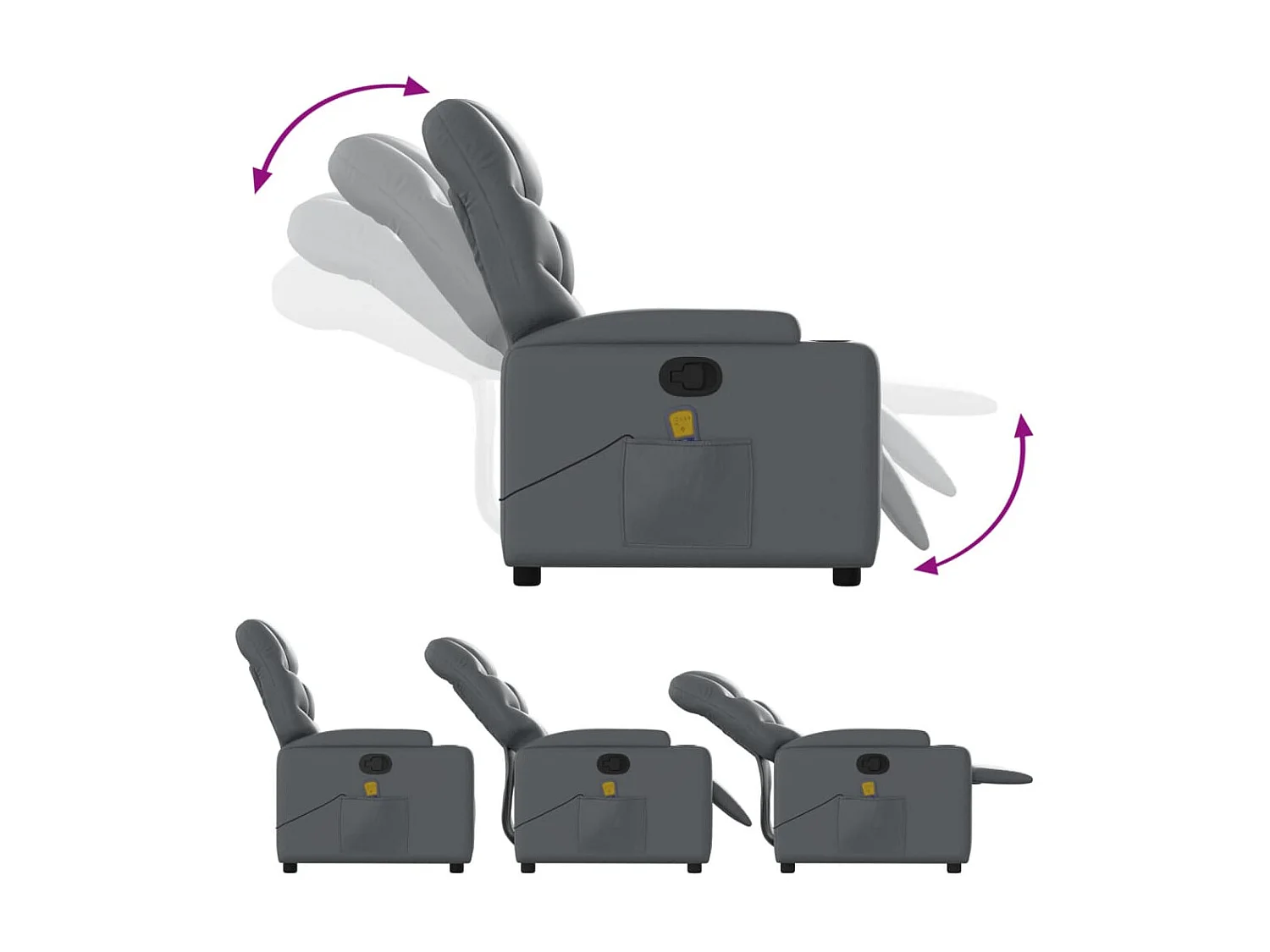 Liegender Massagesessel aus grauem Kunstleder