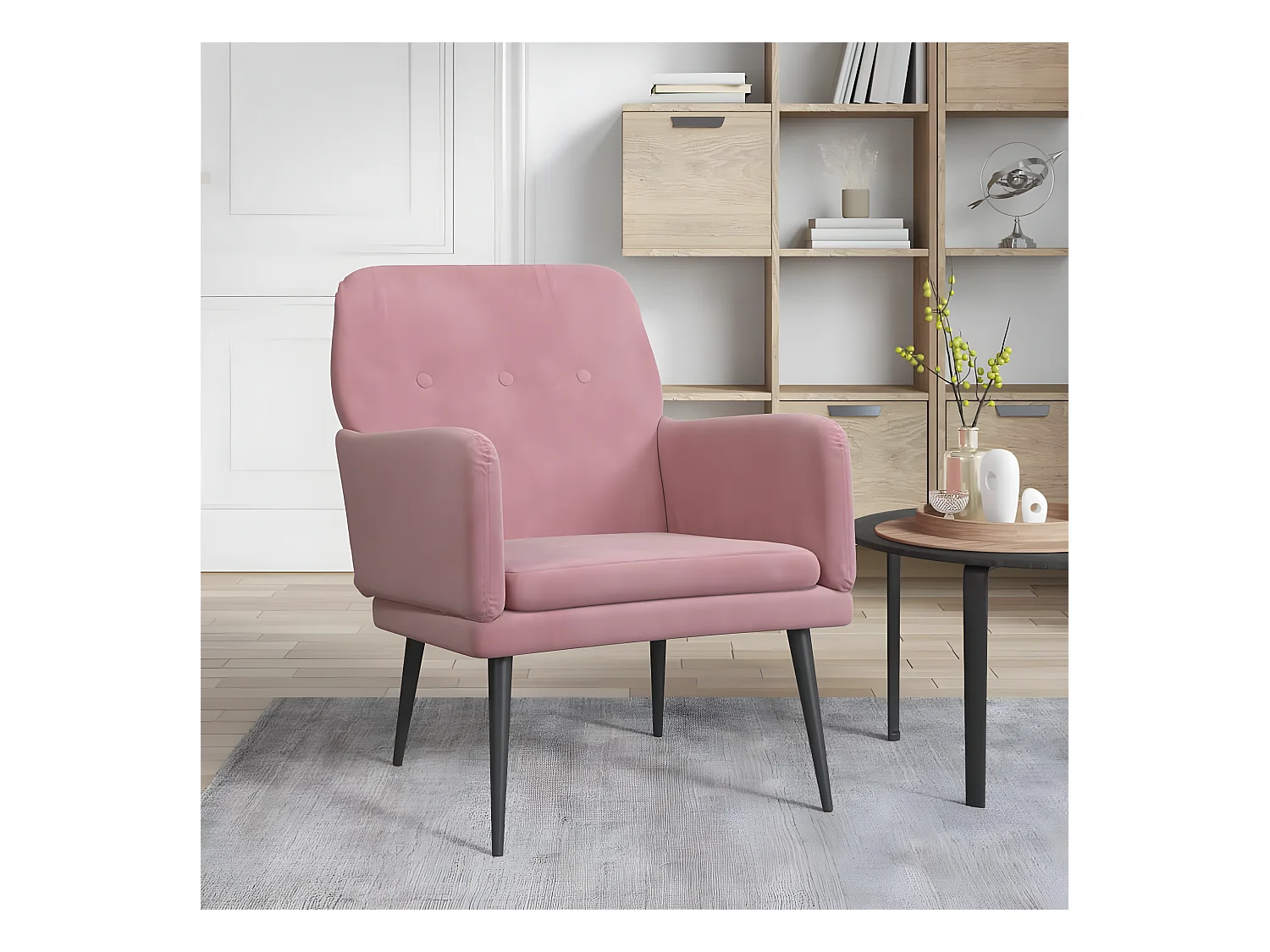 Fauteuil Rose 62x79x79 cm Velours