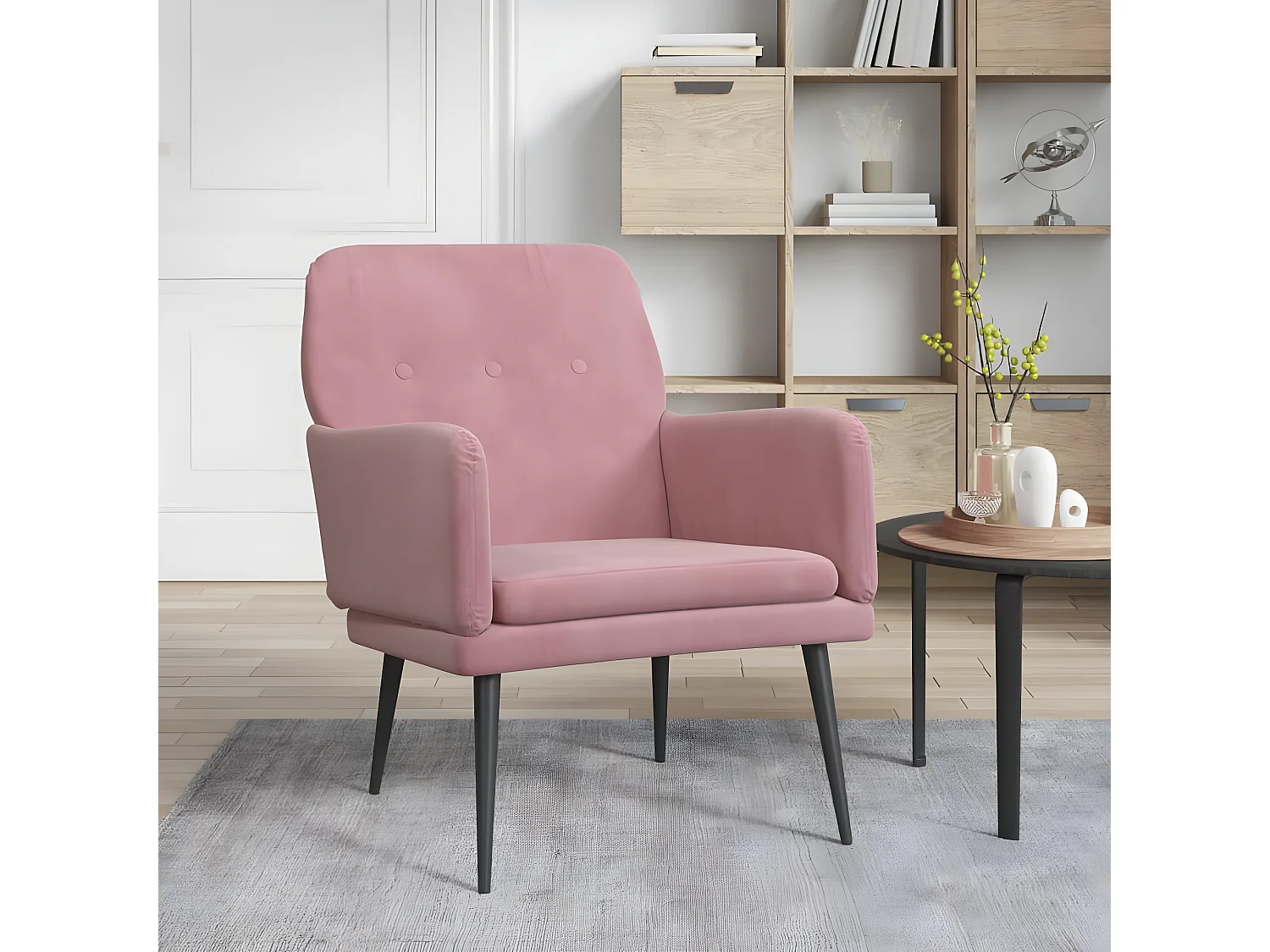 Roze Fauteuil 62x79x79 cm Fluweel