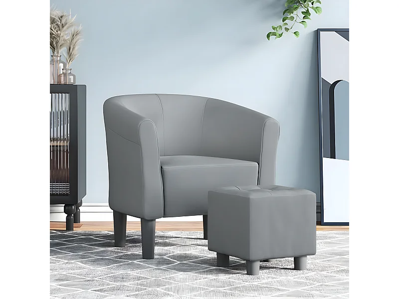 Fauteuil cabriolet avec repose-pied gris clair tissu