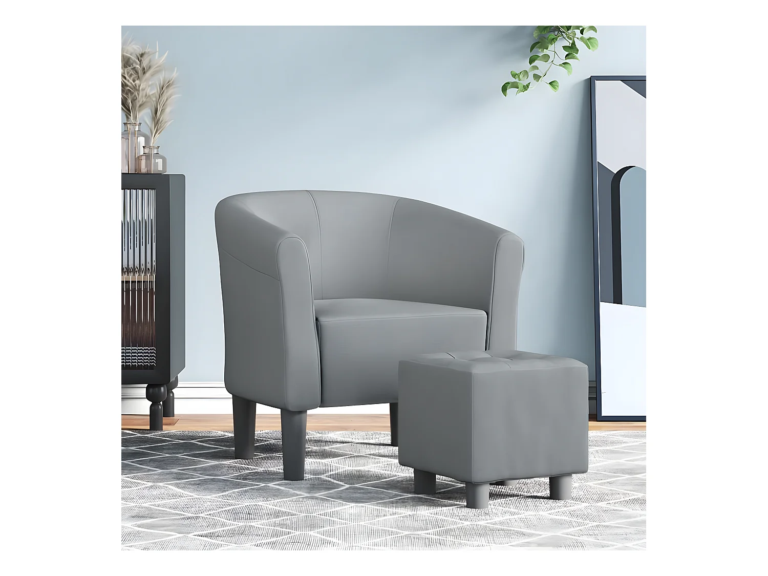 Fauteuil cabriolet avec repose-pied gris clair tissu